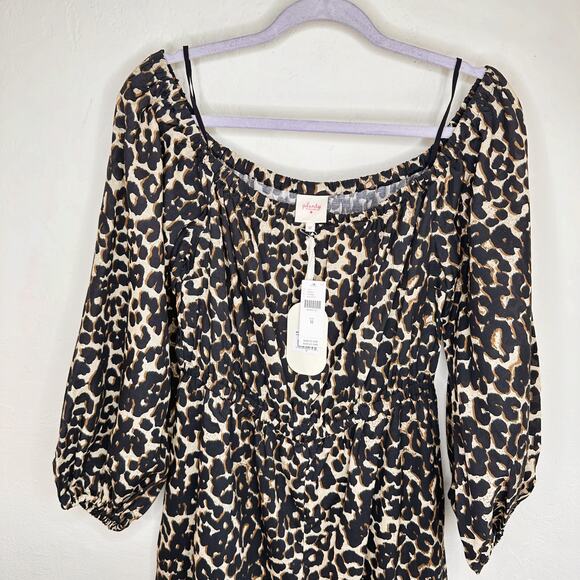 Plenty Tracy Reese Anthropologie Peasant Linen Blend Leopard Cheetah Romper Med - Picture 4 of 15